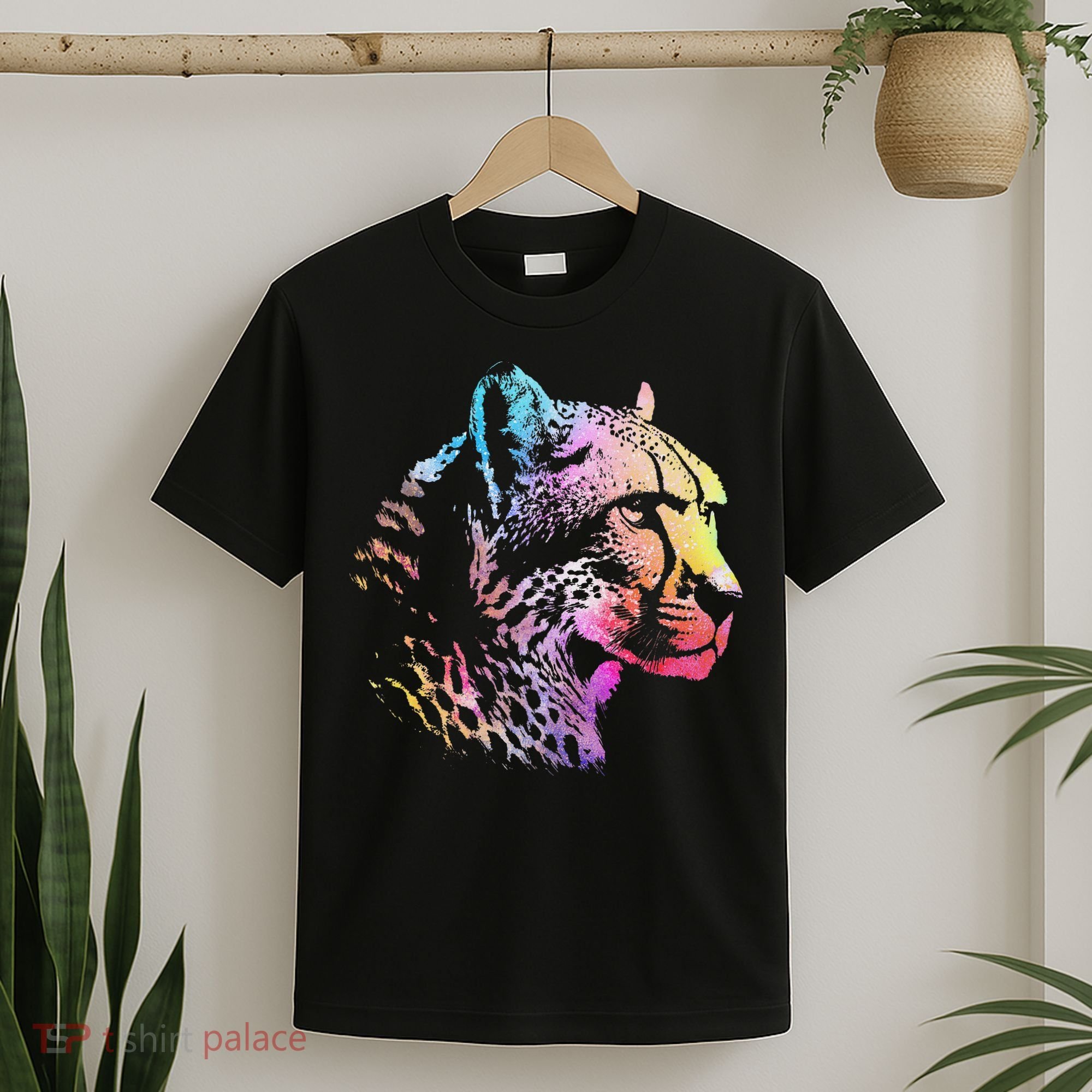 Rainbow Cheetah Face Wildlife Safari Zookeeper Zoologist T-Shirt