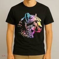 Rainbow Cheetah Face Wildlife Safari Zookeeper Zoologist T-Shirt thumb 3