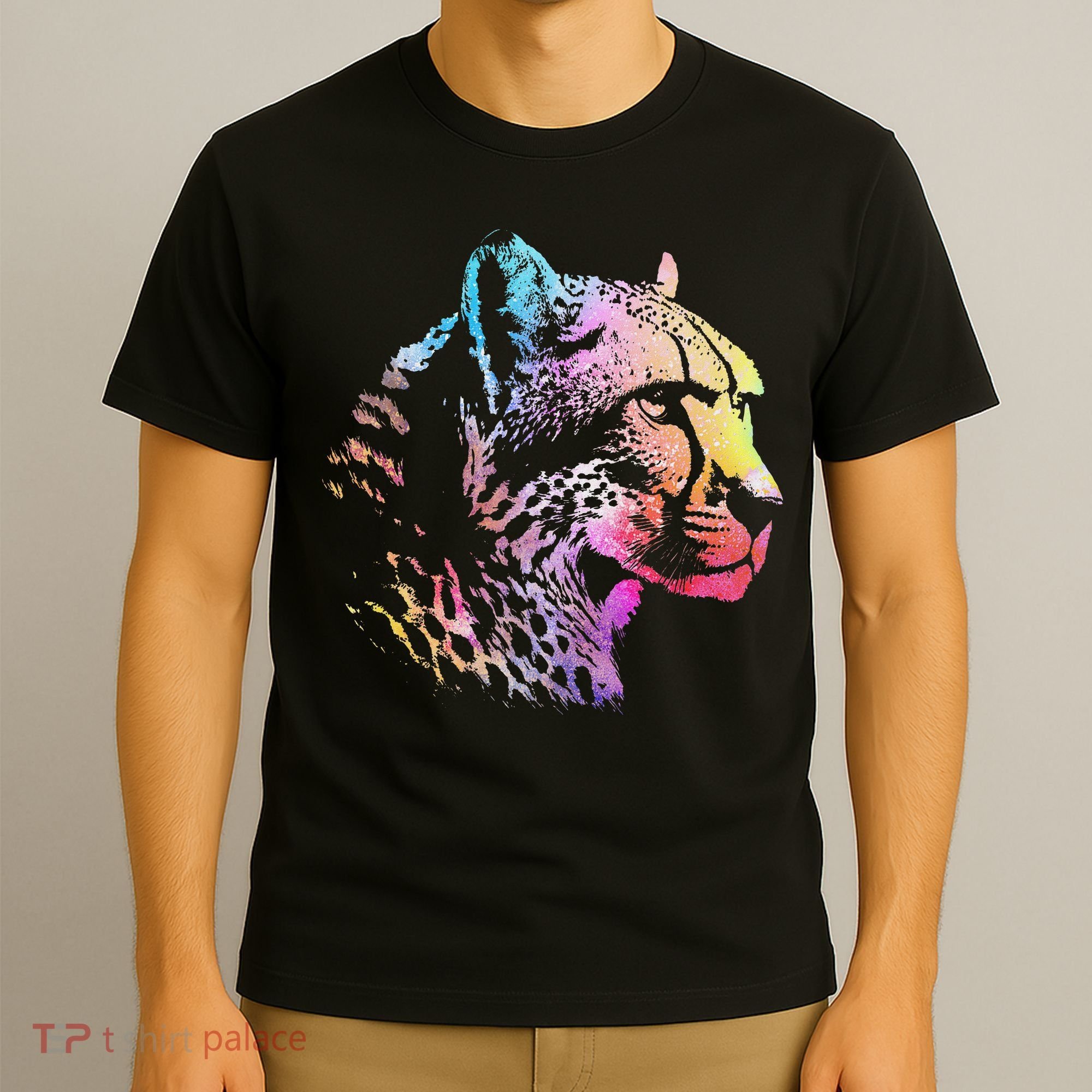 Rainbow Cheetah Face Wildlife Safari Zookeeper Zoologist T-Shirt