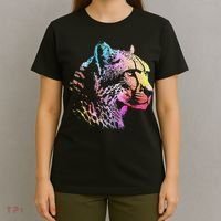 Rainbow Cheetah Face Wildlife Safari Zookeeper Zoologist T-Shirt thumb 4