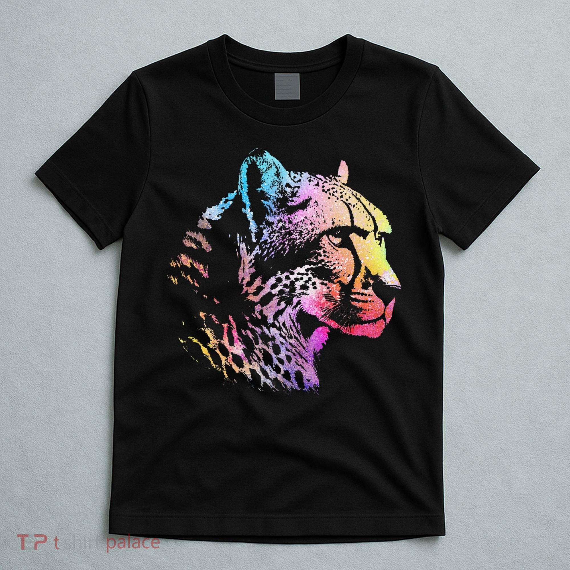 Rainbow Cheetah Face Wildlife Safari Zookeeper Zoologist T-Shirt