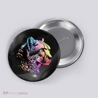 Rainbow Cheetah Face Wildlife Safari Zookeeper Zoologist Button thumb 0