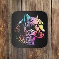 Rainbow Cheetah Face Wildlife Safari Zookeeper Zoologist Coaster thumb 0