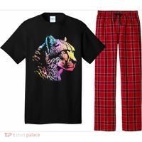 Rainbow Cheetah Face Wildlife Safari Zookeeper Zoologist Pajama Set thumb 0