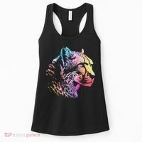 Rainbow Cheetah Face Wildlife Safari Zookeeper Zoologist Women's Tank Top thumb 0