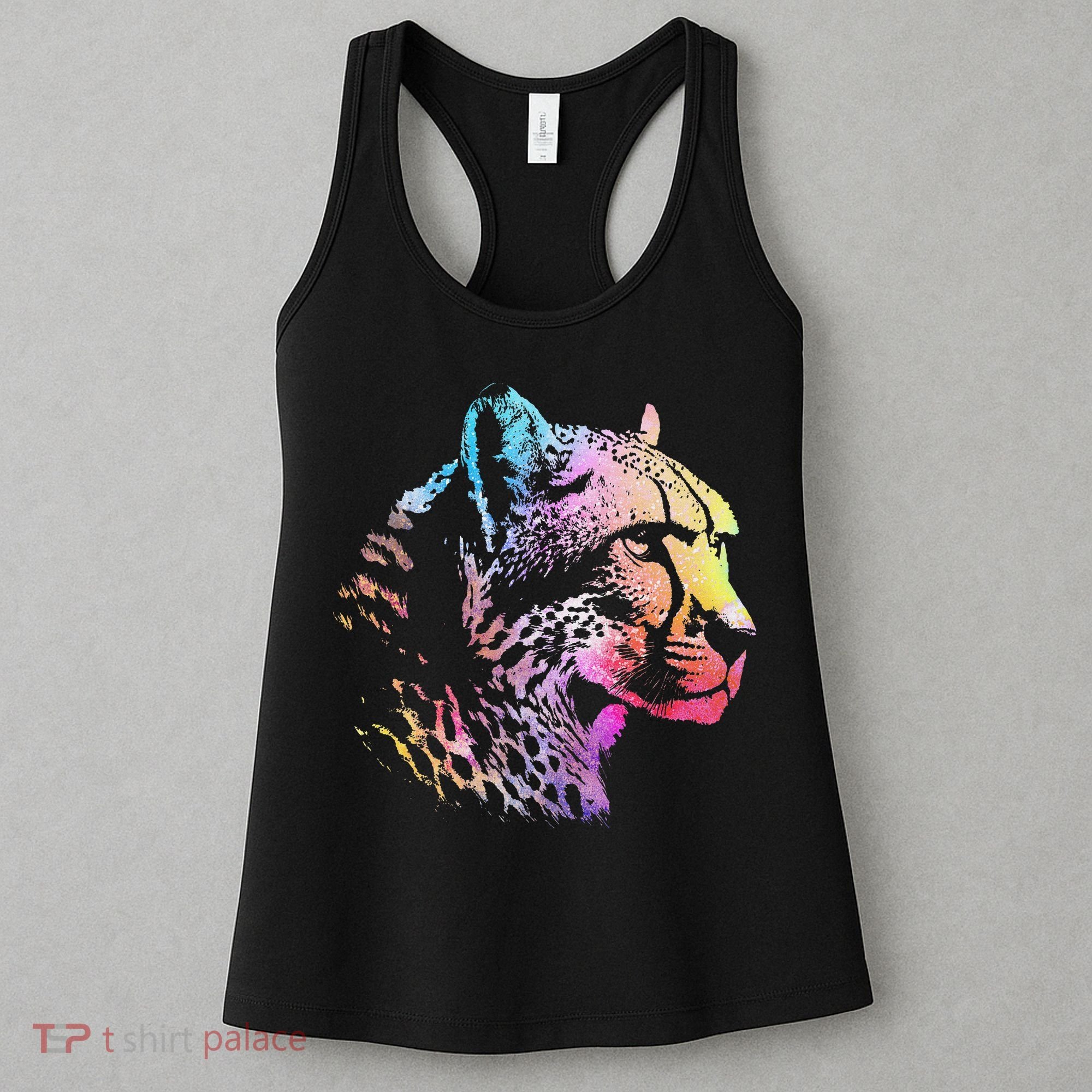 Rainbow Cheetah Face Wildlife Safari Zookeeper Zoologist Women's Tank Top