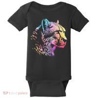 Rainbow Cheetah Face Wildlife Safari Zookeeper Zoologist Baby Bodysuit thumb 0