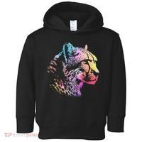 Rainbow Cheetah Face Wildlife Safari Zookeeper Zoologist Toddler Hoodie thumb 0