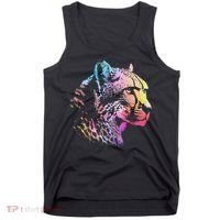 Rainbow Cheetah Face Wildlife Safari Zookeeper Zoologist Tank Top thumb 0