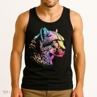 Rainbow Cheetah Face Wildlife Safari Zookeeper Zoologist Tank Top thumb 3