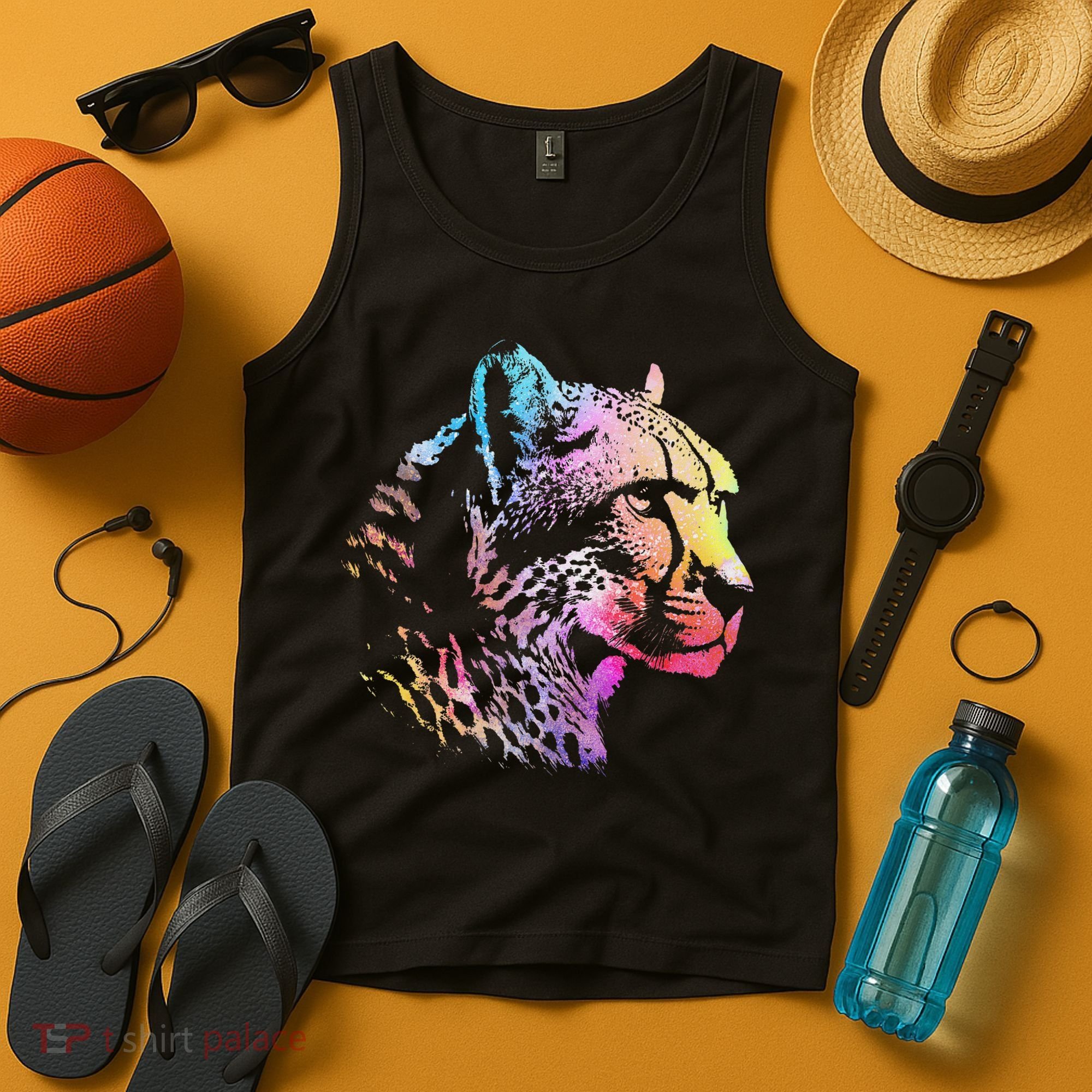 Rainbow Cheetah Face Wildlife Safari Zookeeper Zoologist Tank Top