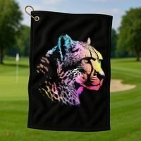 Rainbow Cheetah Face Wildlife Safari Zookeeper Zoologist Golf Towel thumb 1