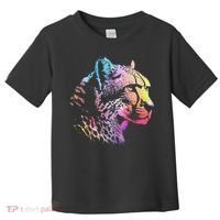 Rainbow Cheetah Face Wildlife Safari Zookeeper Zoologist Toddler T-Shirt thumb 0