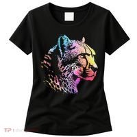 Rainbow Cheetah Face Wildlife Safari Zookeeper Zoologist Women's T-Shirt thumb 0