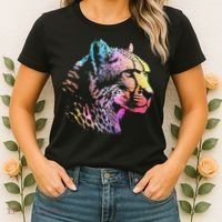 Rainbow Cheetah Face Wildlife Safari Zookeeper Zoologist Women's T-Shirt thumb 2
