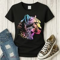 Rainbow Cheetah Face Wildlife Safari Zookeeper Zoologist Women's T-Shirt thumb 3