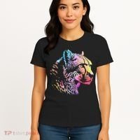 Rainbow Cheetah Face Wildlife Safari Zookeeper Zoologist Women's T-Shirt thumb 4