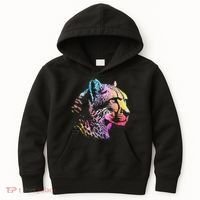 Rainbow Cheetah Face Wildlife Safari Zookeeper Zoologist Kids Hoodie thumb 0