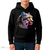 Rainbow Cheetah Face Wildlife Safari Zookeeper Zoologist Kids Hoodie thumb 4
