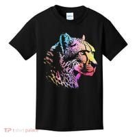 Rainbow Cheetah Face Wildlife Safari Zookeeper Zoologist Kids T-Shirt thumb 0