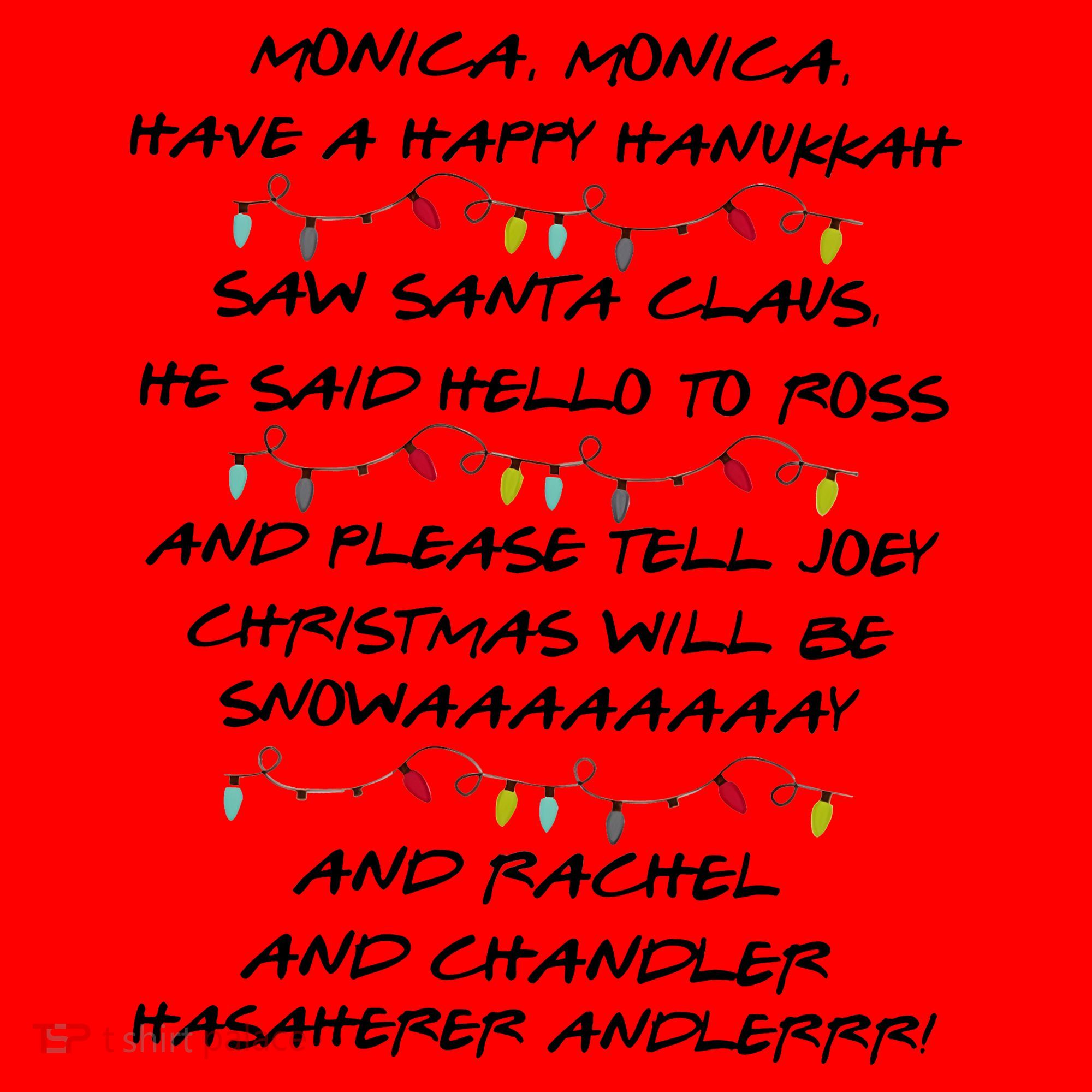 Retro Christmas Friends Monica Have A Happy Hannukah Jewish Santa Hat