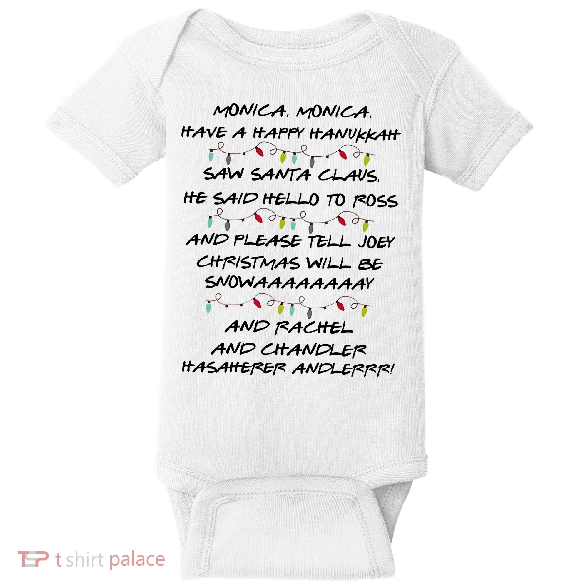 Retro Christmas Friends Monica Have A Happy Hannukah Jewish Baby Bodysuit