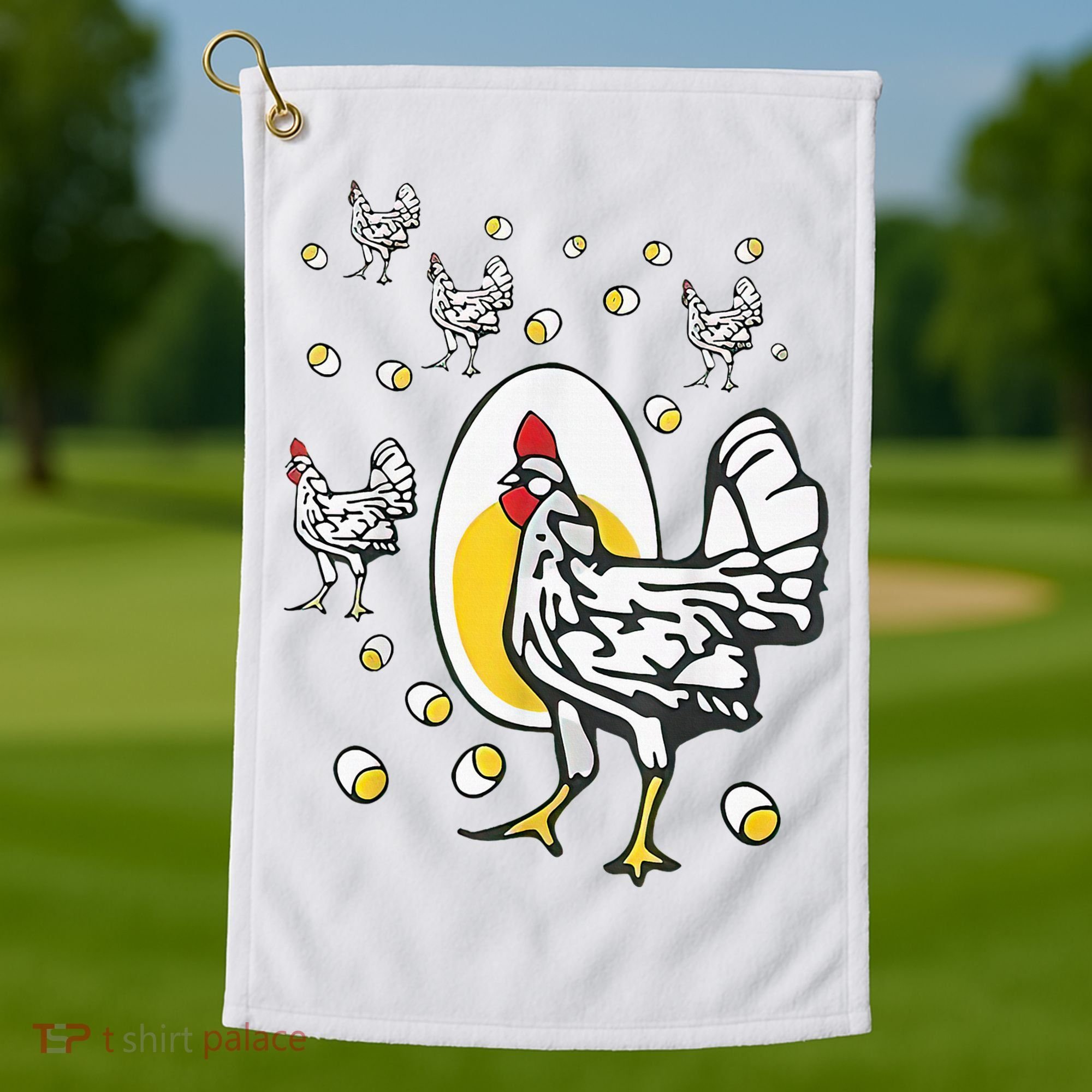 Roseanne Chicken Funny Roseanne Rooster And Egg Golf Towel