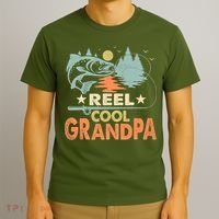 Reel Cool Grandpa Fishing Lover Vintage Father's Day T-Shirt thumb 3