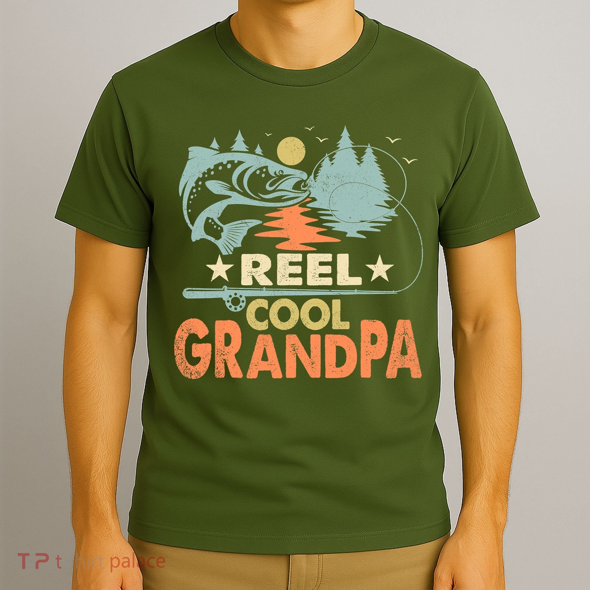 Reel Cool Grandpa Fishing Lover Vintage Father's Day T-Shirt