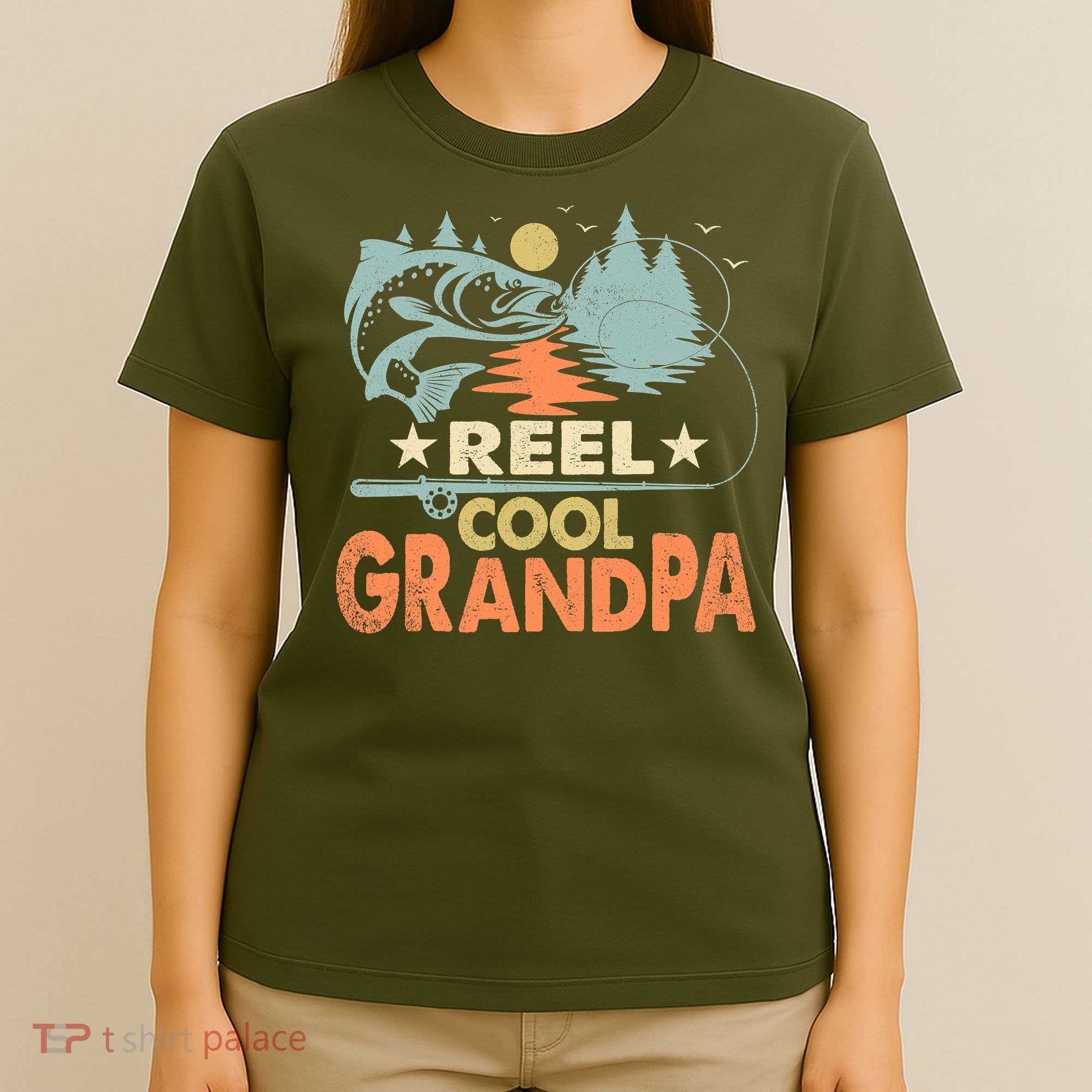Reel Cool Grandpa Fishing Lover Vintage Father's Day T-Shirt