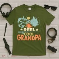 Reel Cool Grandpa Fishing Lover Vintage Father's Day T-Shirt thumb 5