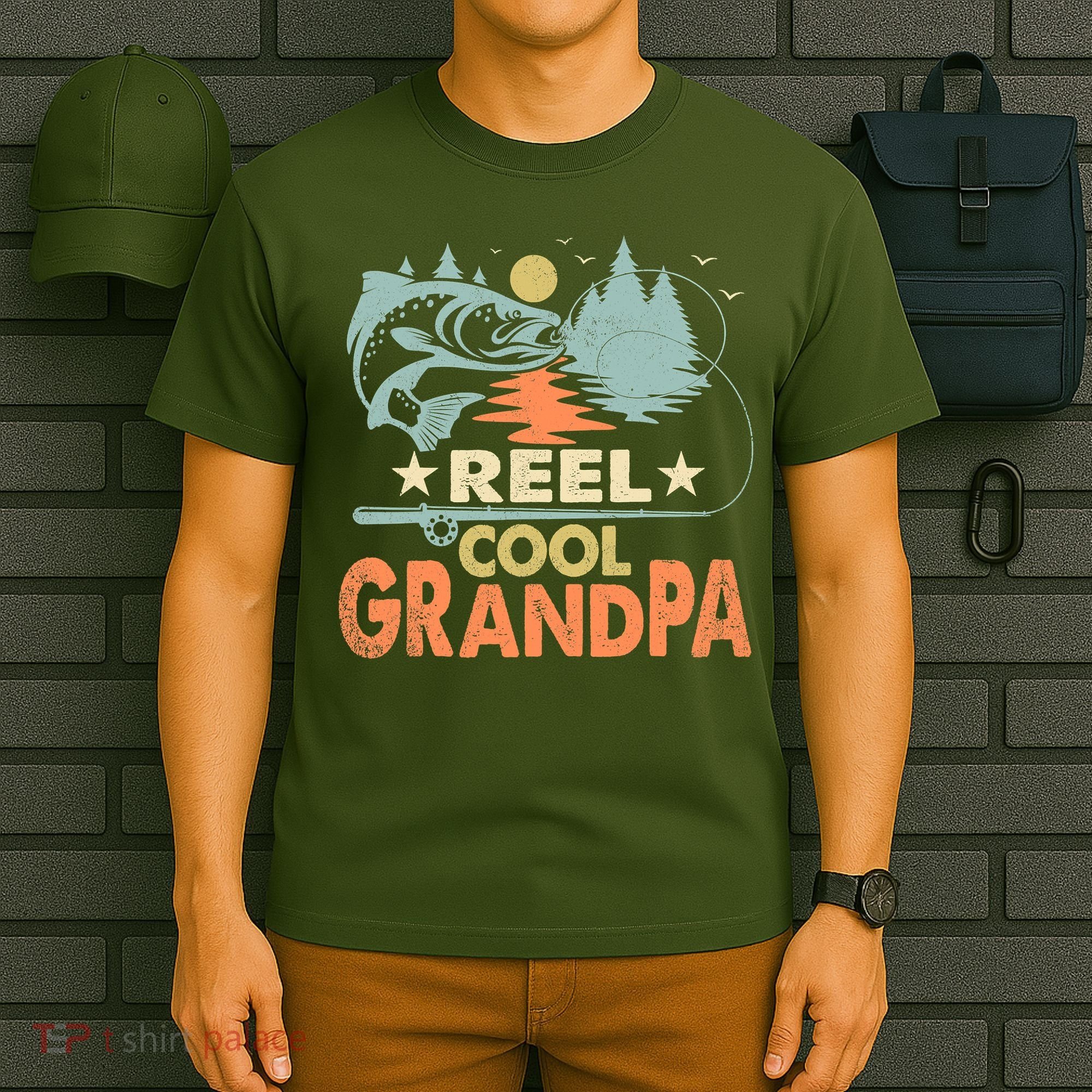 Reel Cool Grandpa Fishing Lover Vintage Father's Day T-Shirt