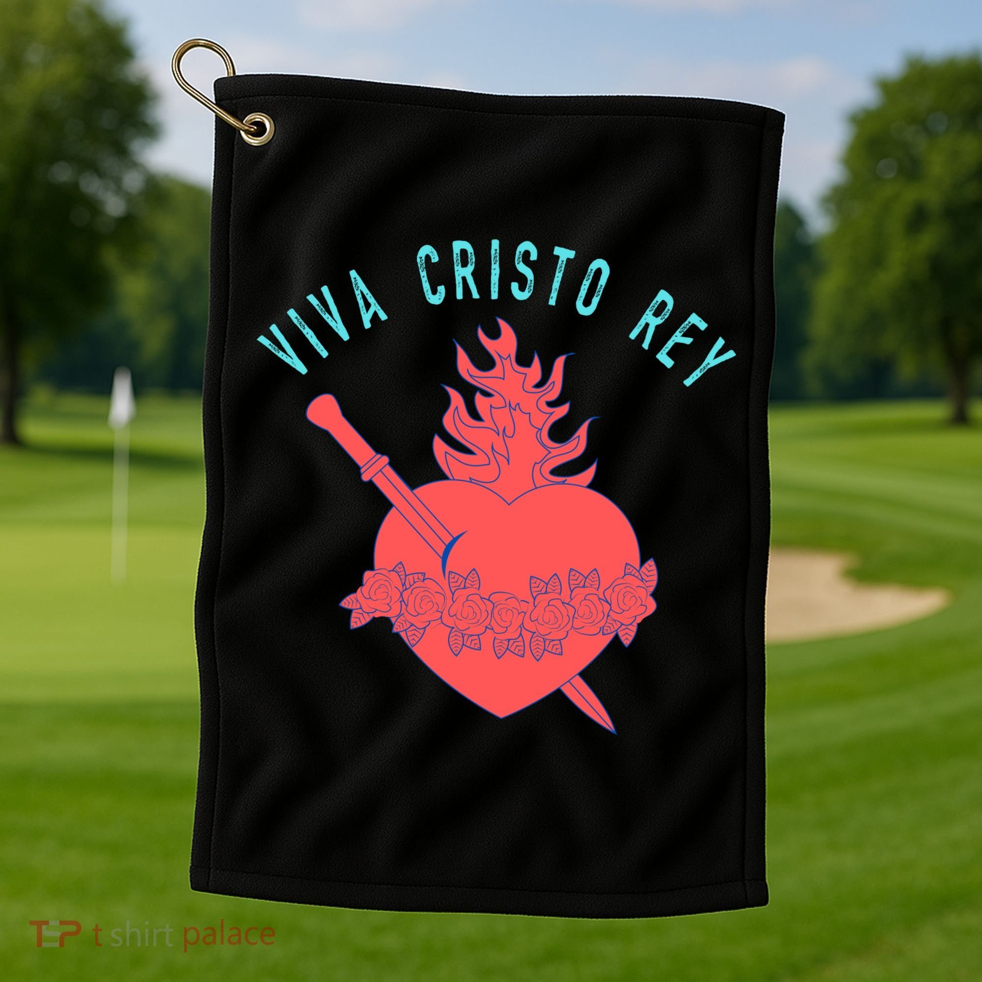 Roman Catholic Gift Viva Cristo Rey Golf Towel