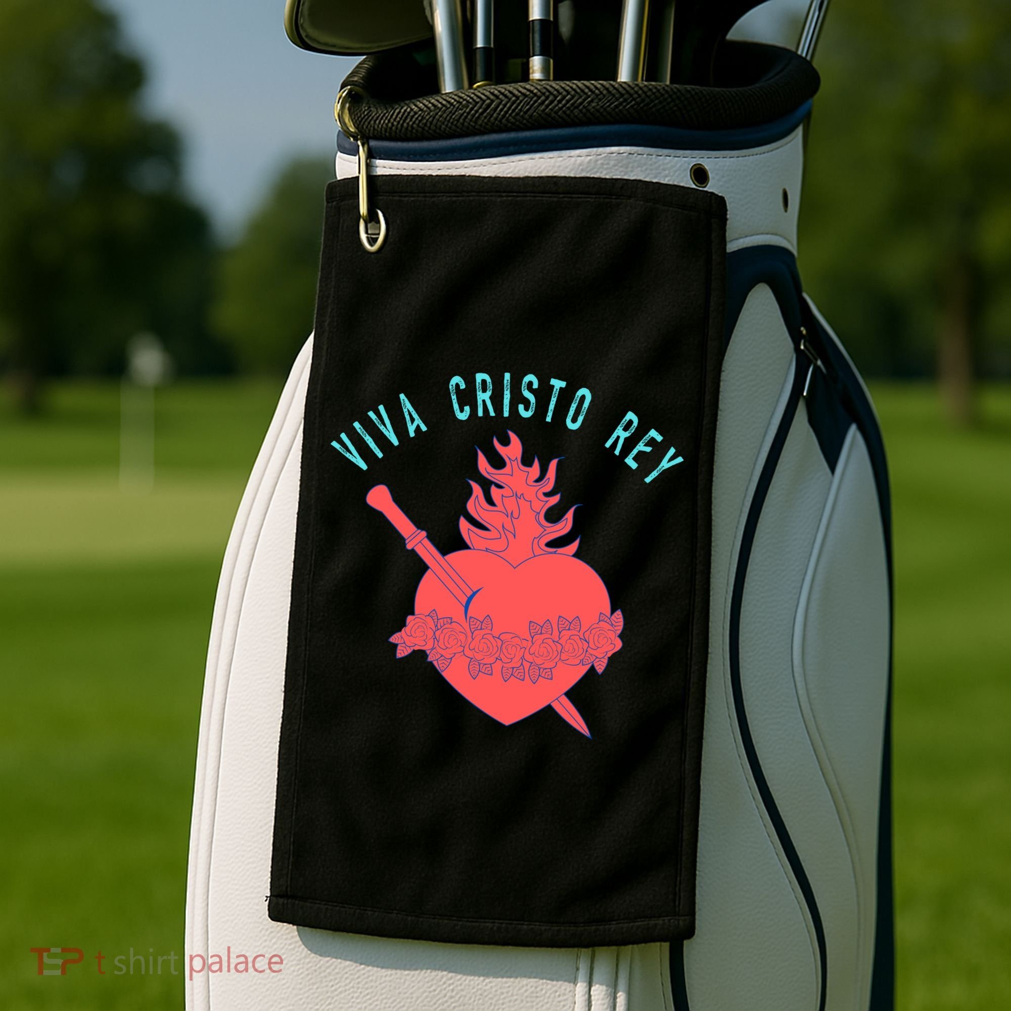 Roman Catholic Gift Viva Cristo Rey Golf Towel