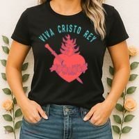 Roman Catholic Gift Viva Cristo Rey Women's T-Shirt thumb 2