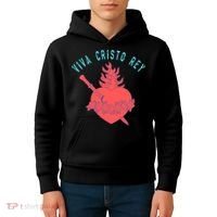 Roman Catholic Gift Viva Cristo Rey Kids Hoodie thumb 4