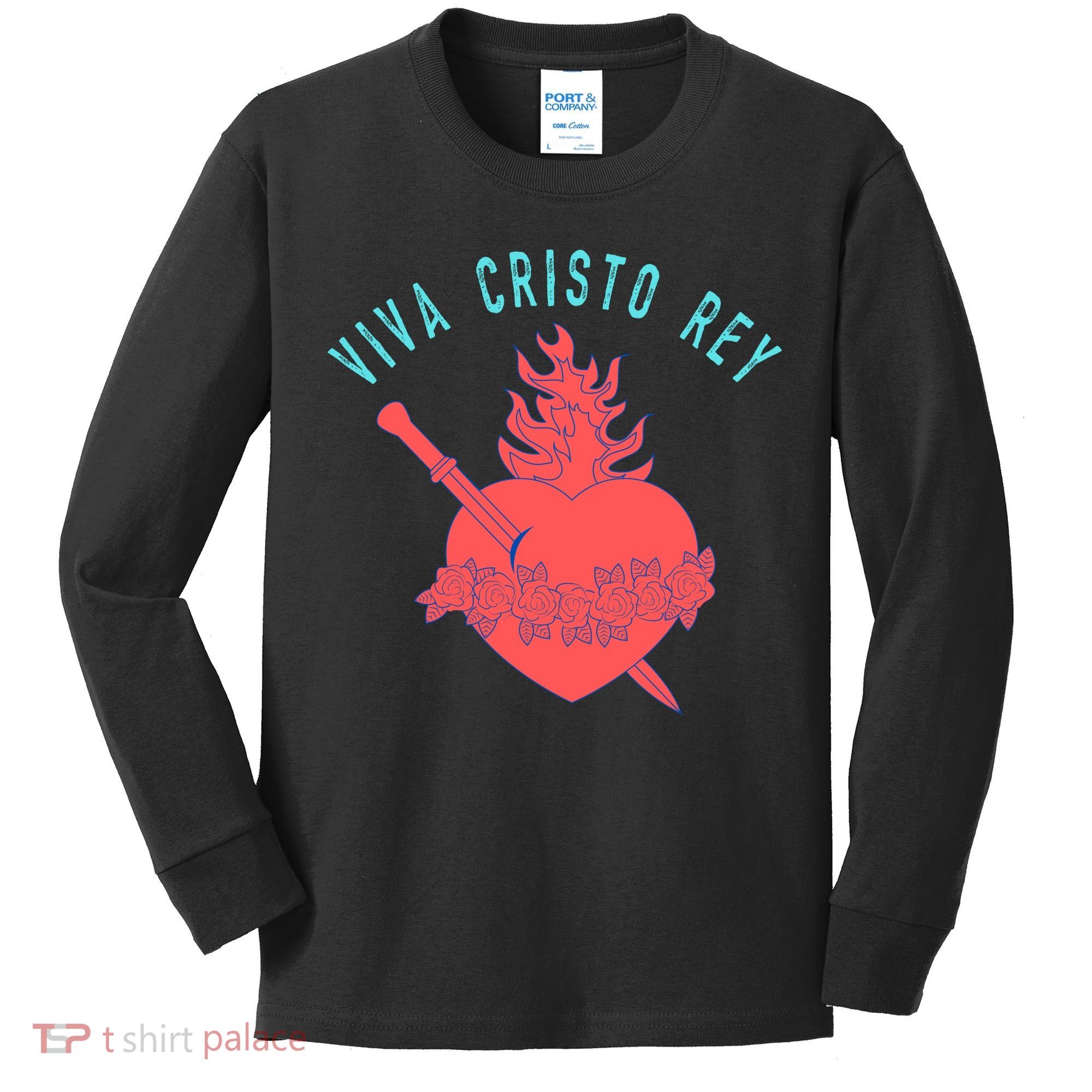 Roman Catholic Gift Viva Cristo Rey Kids Long Sleeve Shirt