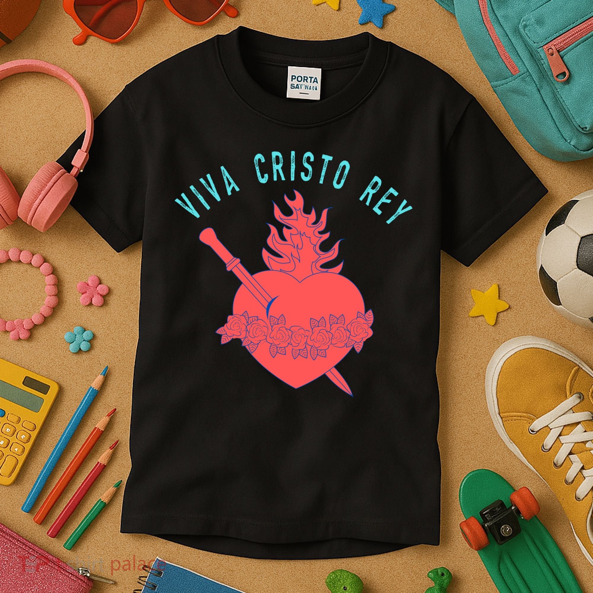 Roman Catholic Gift Viva Cristo Rey Kids T-Shirt