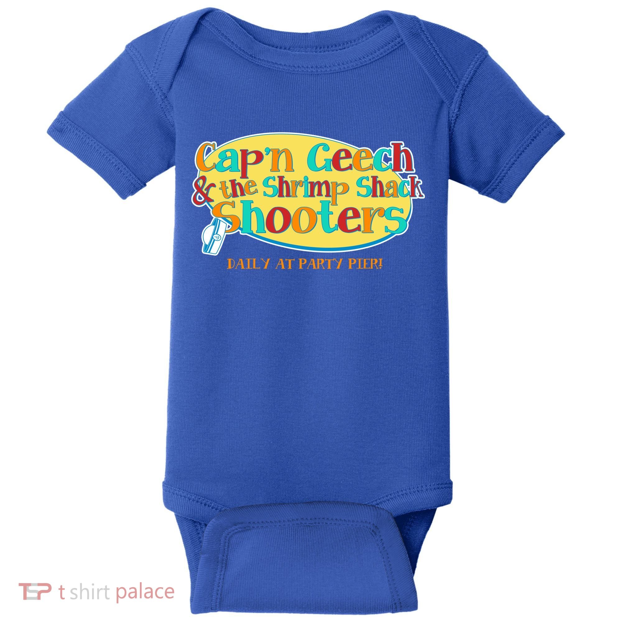 Retro Captain Geech And The Shrimp Shack Shooters Daily At Party Pier Baby Bodysuit