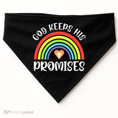 Rainbow Christian God Keeps His Promises Bible Noah USA-Made Doggie Bandana