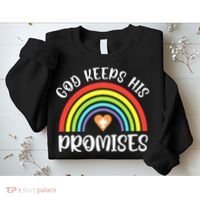 Rainbow Christian God Keeps His Promises Bible Noah Sweatshirt thumb 2