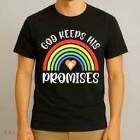 Rainbow Christian God Keeps His Promises Bible Noah T-Shirt thumb 3