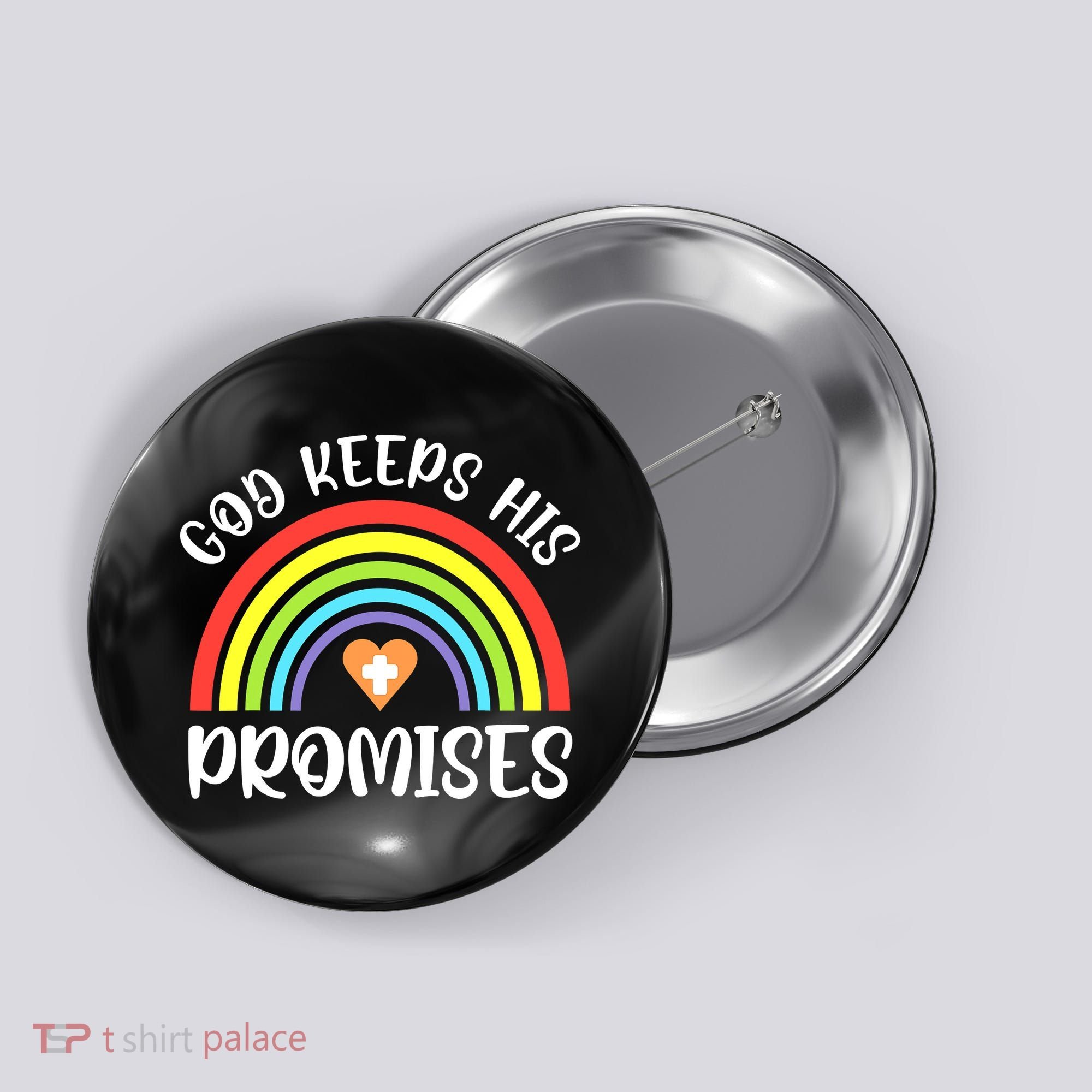 Rainbow Christian God Keeps His Promises Bible Noah Button