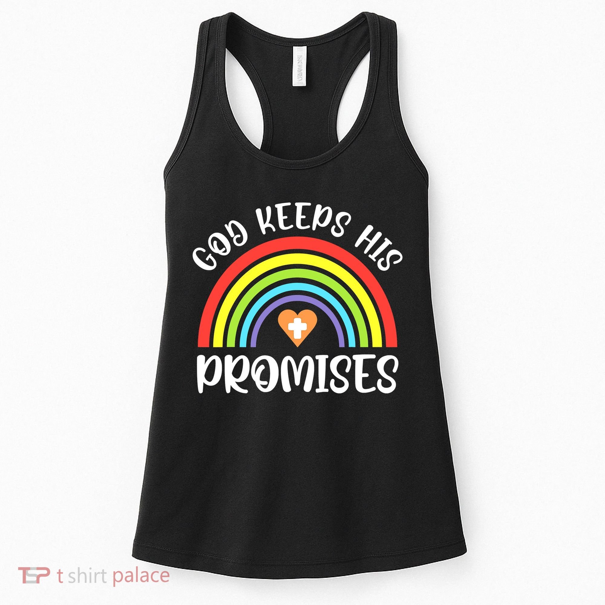 Rainbow Christian God Keeps His Promises Bible Noah Women's Tank Top