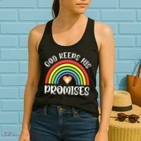 Rainbow Christian God Keeps His Promises Bible Noah Women's Tank Top thumb 2