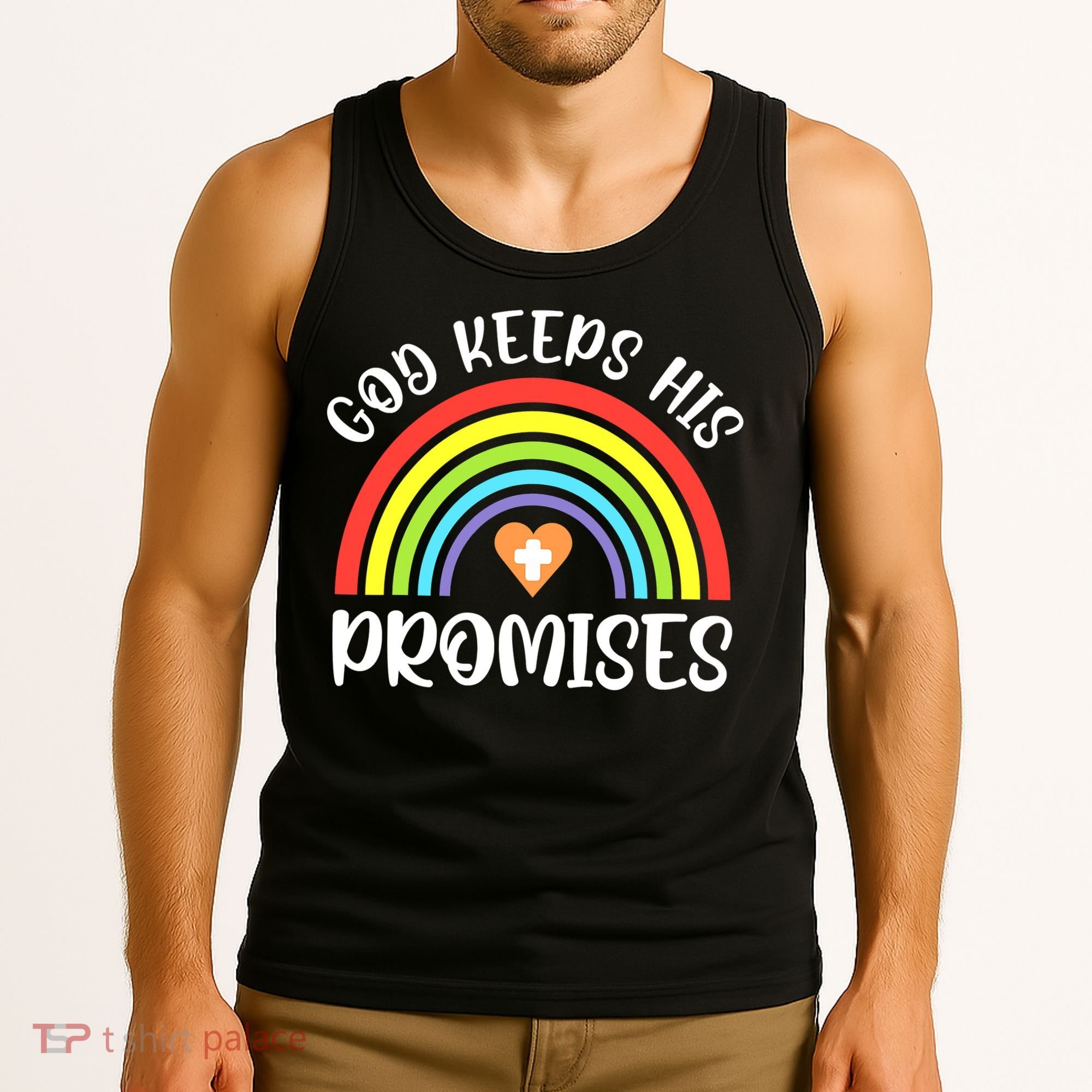Rainbow Christian God Keeps His Promises Bible Noah Tank Top