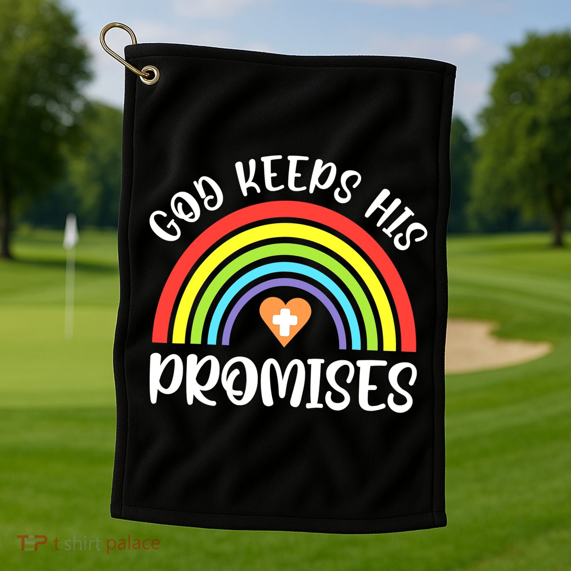 Rainbow Christian God Keeps His Promises Bible Noah Golf Towel