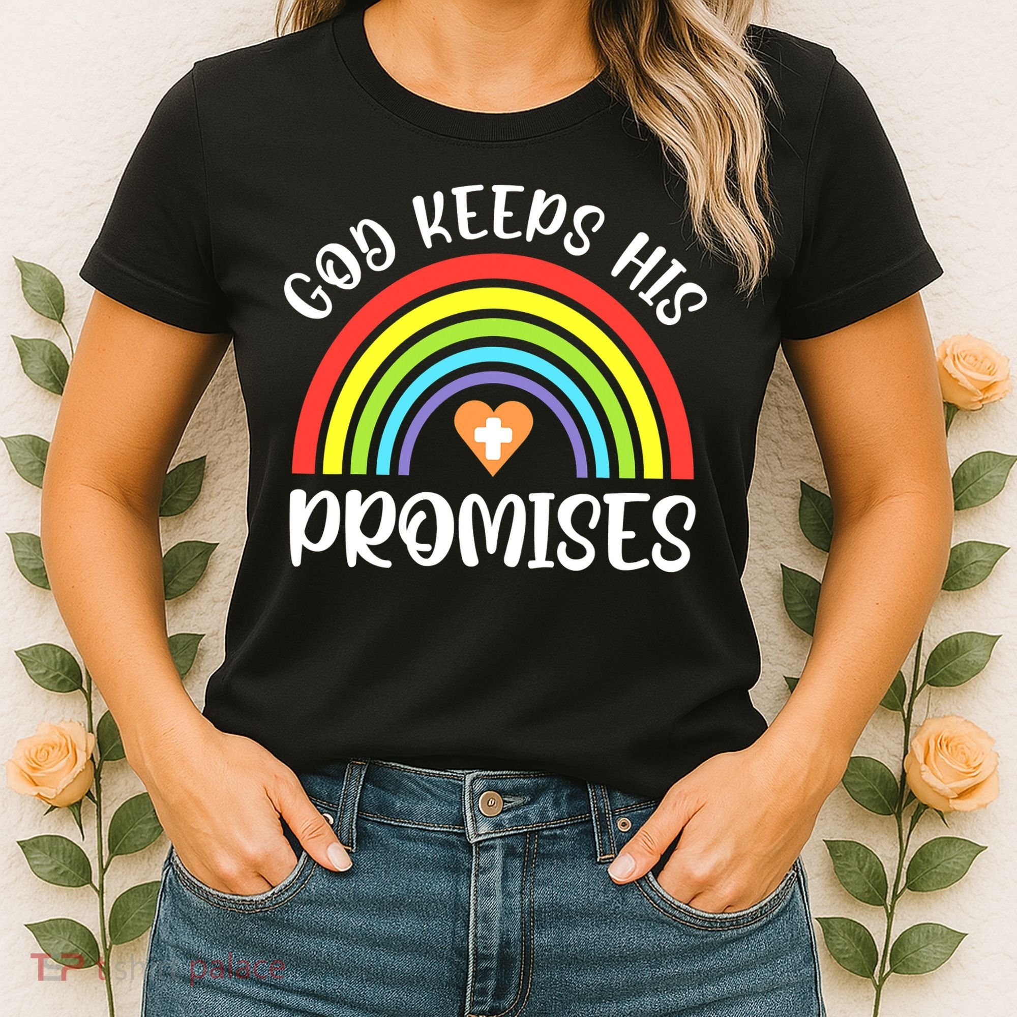 Rainbow Christian God Keeps His Promises Bible Noah Women's T-Shirt