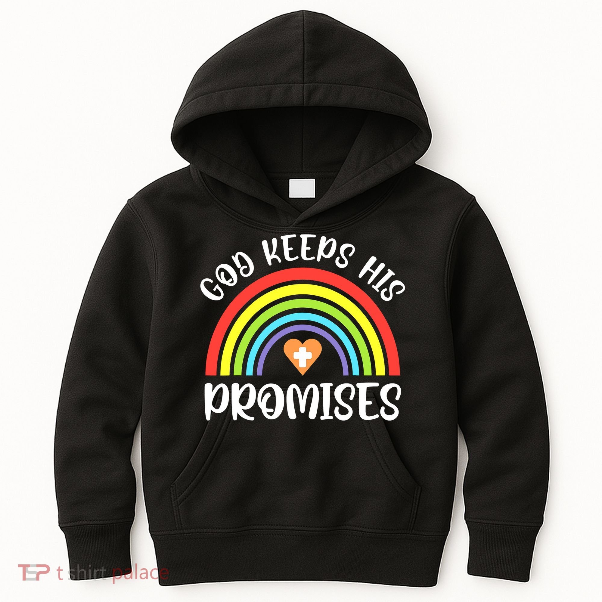 Rainbow Christian God Keeps His Promises Bible Noah Kids Hoodie
