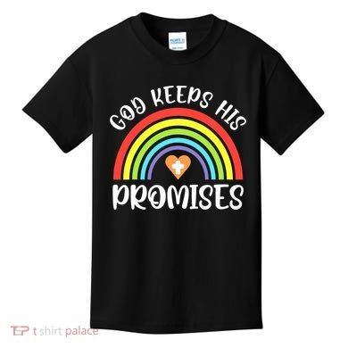 Rainbow Christian God Keeps His Promises Bible Noah Kids T-Shirt